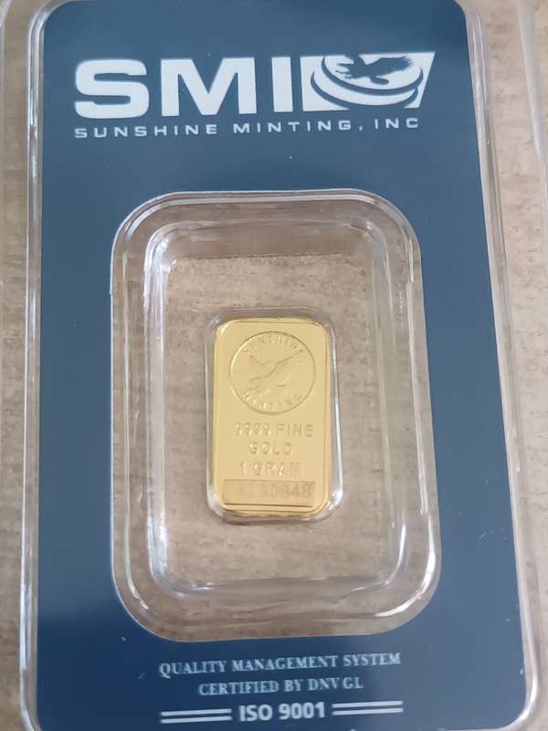 1 Gram 24 kt Pure Gold bar from Sunshine Mint