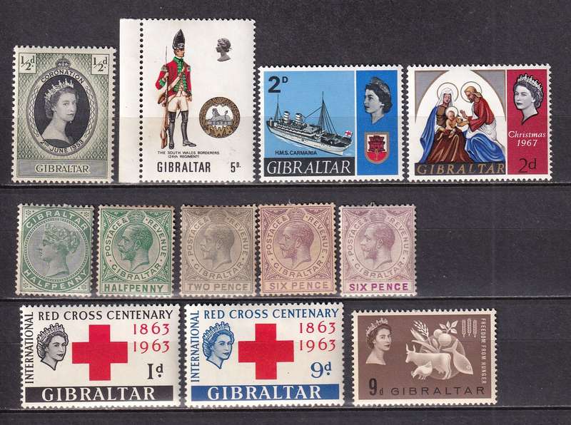 Gibraltar QE, KG V & KG VI part sets , MLH & MNH              (2 X SCANS)