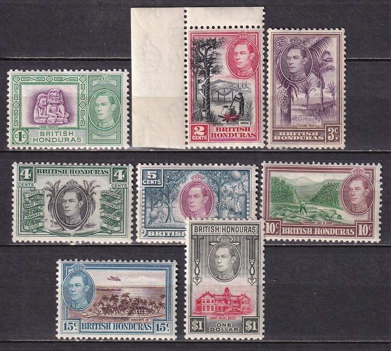 British Honduras 1938-47 KG VI part set , M/H                (SG 150-156,159 , CV £70 )