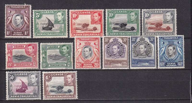 Kenya Uganda Tanganyika (KUT) 1938 KG VI part set , M/H