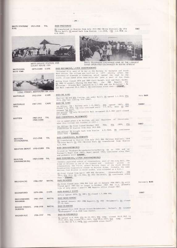 The Encyclopedia of South African Post Offices and Postal Agencies Vol I by Ralph Putzel , (A-E)