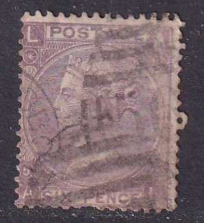 GB QV 1865-67 6d lilac, no hyphen, plate 5 (error,20b), used                 (SG 97d, CV £150)