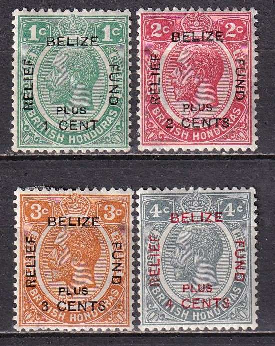 British Honduras 1932 KG V Belize Relief Fund part set , M/H                (SG 138-141 , CV £28 )