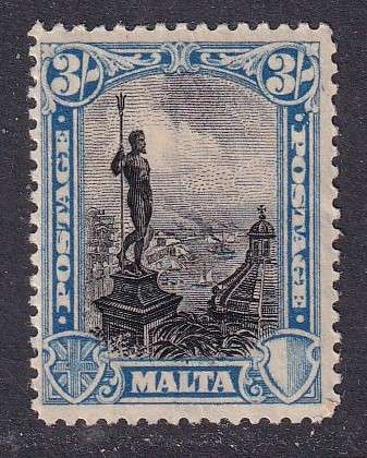 Malta 1926-27 3s black & blue , M/H              (SG 31, CV £22)