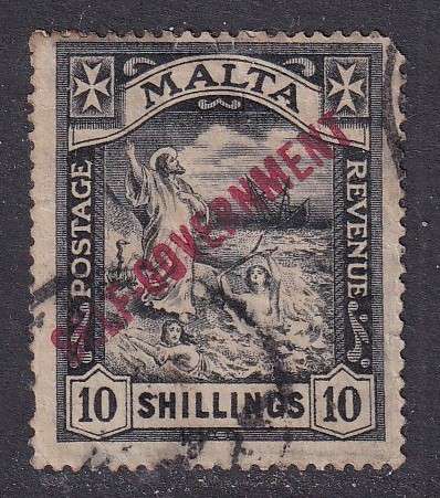 Malta 1922 10s Self-Government overprint in red , M/H          (thin, SG 121, CV £250)