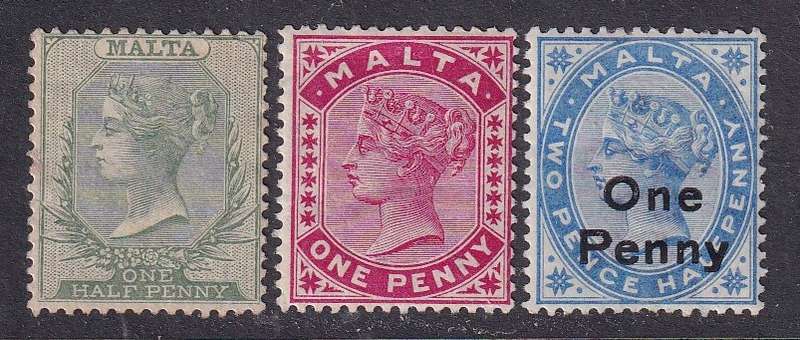 Malta 1885-1902 QV part sets (CA), M/H          (SG 20,22,37, CV £18)