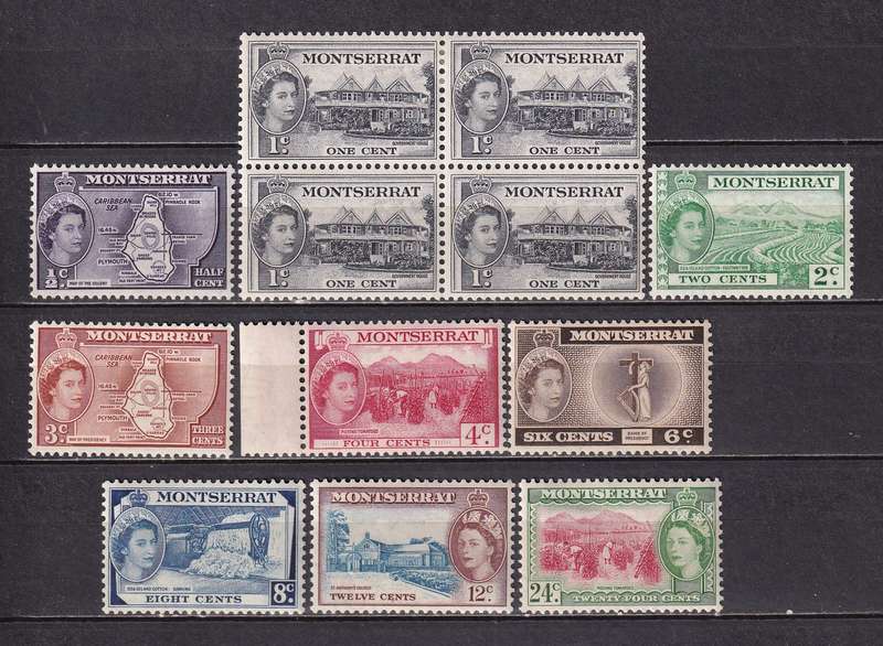 Montserrat 1953-62 QE part set, M/H                    (SG 136a >)