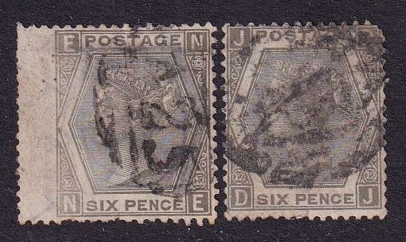 GB 1872-73 QV 6d grey , plate 12, used              (thin,SG 125, CV £550)