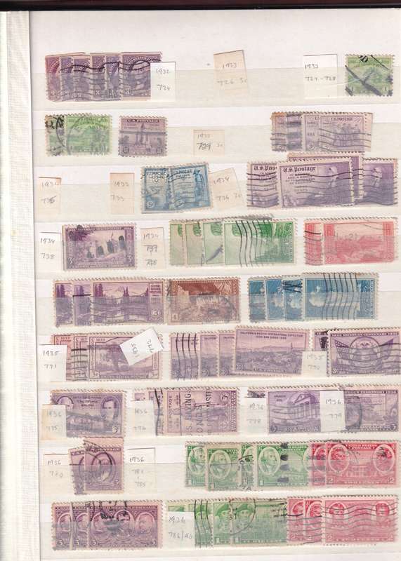Ideal brown 17 page album filled with assortment of USA stamps , M/H & used        (14 SCANS)