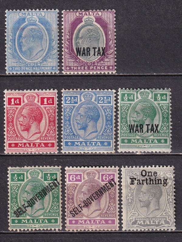 Malta 1904> KE & KG V part sets , M/H