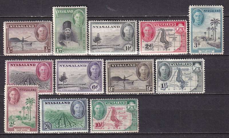 Nyasaland KG VI 1945 part sets, M/H                        (SG 144-154,156 CV £58))