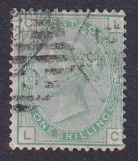GB QV 1873-80 1s green plate 13 (W48), used                 (SG 150, CV £150)