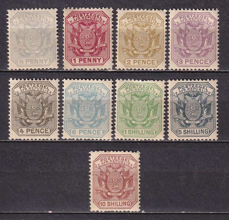 Transvaal 1895  set, M/H      ( SACC 210-218)