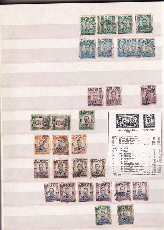 Pronto 32 page stamp album with some Southern Rhodesia stamps , good used condition