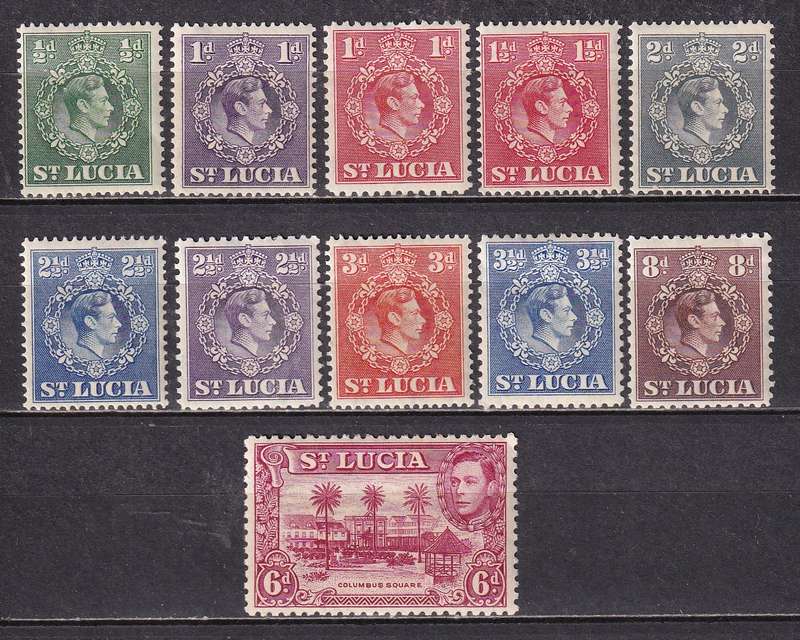 St Lucia 1938-48 KG VI part set , M/H         ( SG 128-134)