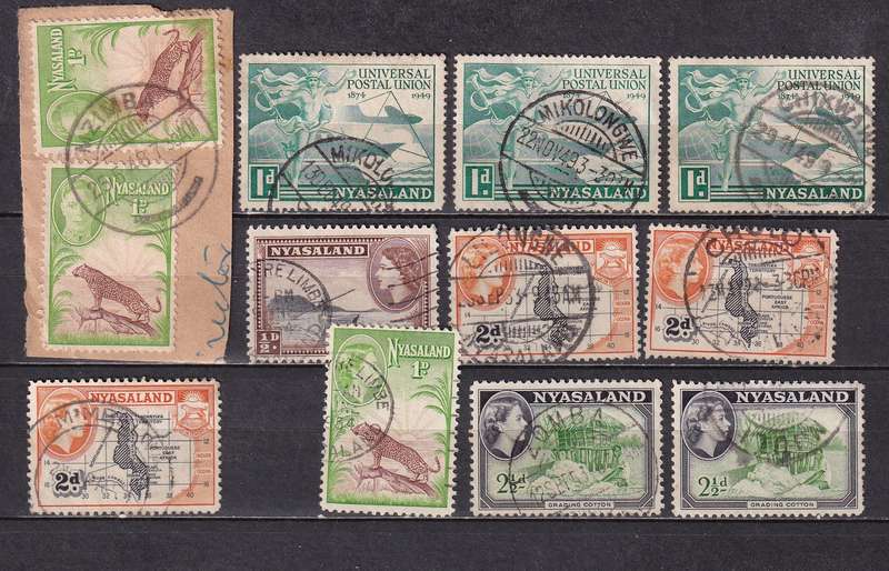 Nyasaland postmark lot, used              (3 x SCANS))
