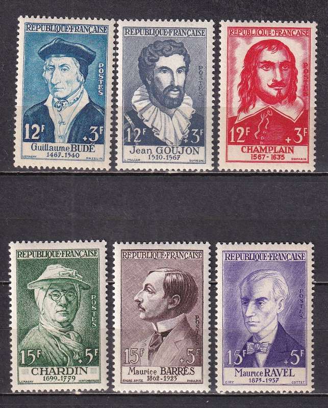 France 1956 National Relief Fund set, MLH               (SG 1291-1296, CV £46)