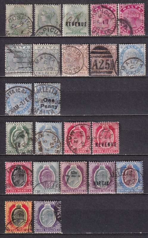 Malta 1885> QV / KE/ KGV part sets, used             (2 X SCANS)
