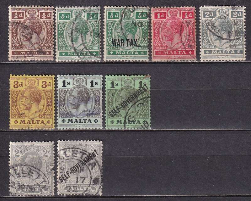 Malta 1885> QV / KE/ KGV part sets, used             (2 X SCANS)