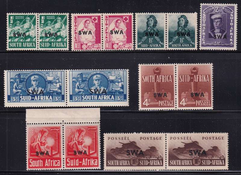 SWA 1941-42 Large War effort set, most MNH              (SACC 141-148, CV R 785)