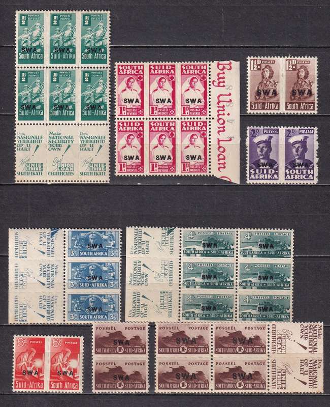 SWA 1943-44 Small War effort set, most MNH              (SACC 149-157, CV R 785)