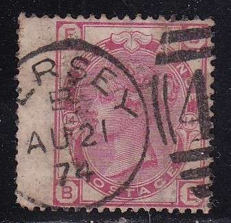 GB 1873-80 3d pale rose Plate 14 (W33), used                 (tear at top,SG 144, CV £100)
