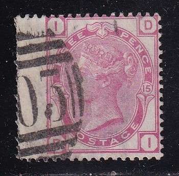 GB 1873-80 3d pale rose Plate 15 (W33), used                 (SG 144, CV £100)