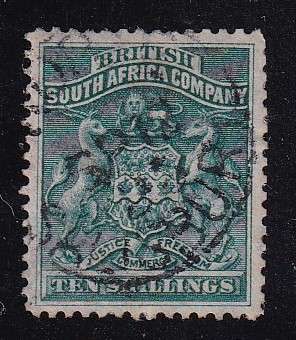 BSAC 1892 Definitive 10s deep green, used  with scarce watermark              (SACC 9, CV R3000)