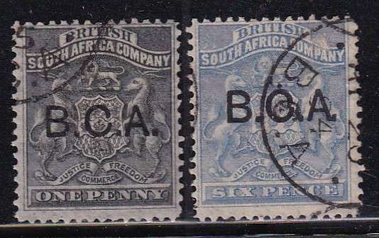 Nyasaland British Central Africa 1892 part set overprinted B.C.A. , used     (SG 1, 5CV £20)