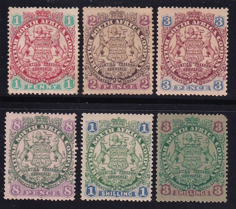 BSAC 1896-97 Definitive part set (Die I, with dot) , M/H                (SACC 29> CV R3500)
