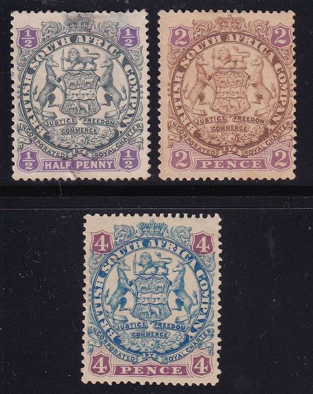 BSAC 1896-97 Definitive part set (Die II, no dot) , M/H              (thin on 1/2d,SACC 38> CV R800)