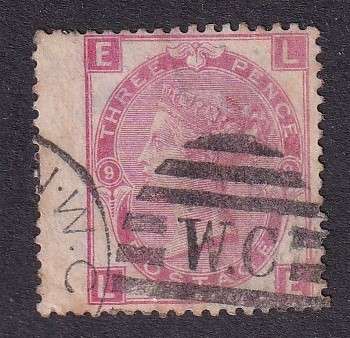 GB QV 1867-80 3d rose, plate 9 (W33), used                  (SG 103, CV £60)
