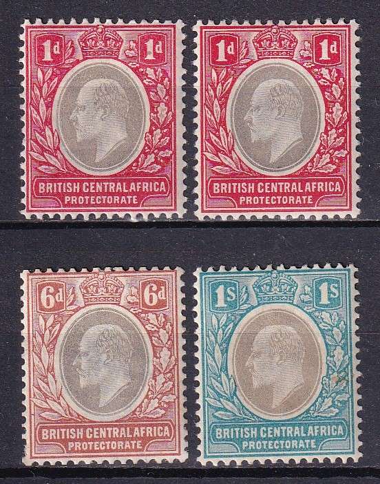 British Central Africa (B.C.A.) Protectorate 1903-04 KE part set , MLH  ( SG 59,62,62b, CV £26(R650)