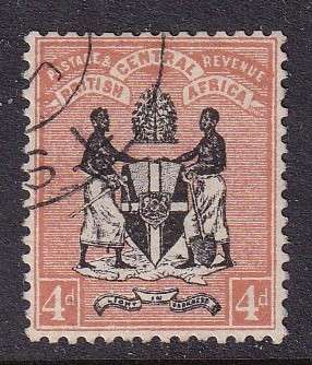 British Central Africa (B.C.A.) 1895 4d (No W/M) , used       ( SG 23, CV £50 (R1100)