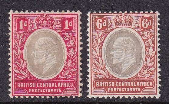British Central Africa (B.C.A.) Protectorate 1907 KE part set , MLH ( SG 68,71 CV £50(R1200)