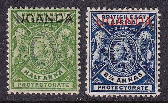Uganda Protectorate QV 1902 set overprinted UGANDA , M/H                (SG 92-93, CV £12 (R275)