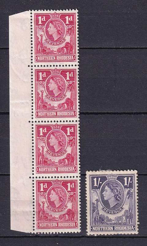 Northern Rhodesia 1955 QE part revenue set, M/H          ( BF 16,19, CV R320 )