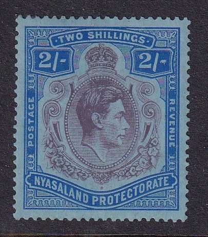 Nyasaland Protectorate 1938-44 KG VI 2s purple and blue , M/H                 (SG 139, CV £10)