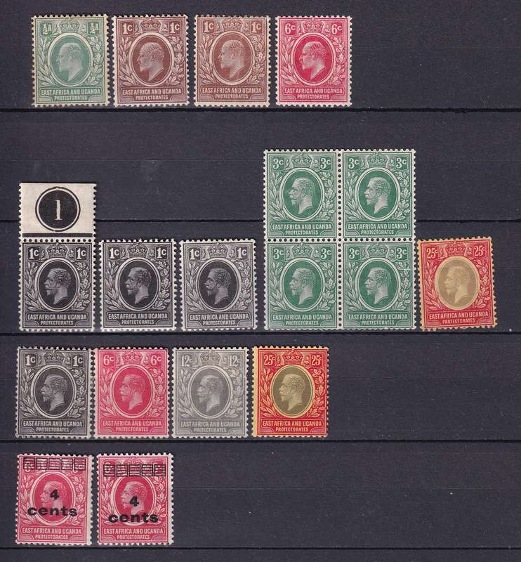 British East Africa and Uganda Protectorate 1904> KG KE & KG V part sets , M/H          (SG 17>)