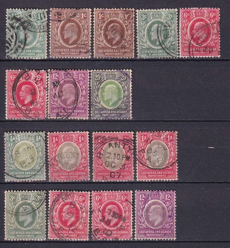 British East Africa and Uganda Protectorate 1904> KE part sets, used              (SG 17>,)