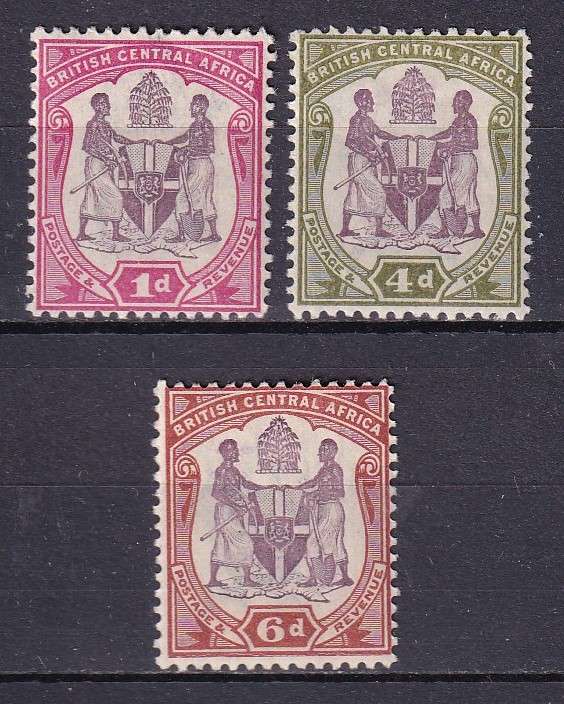 British Central Africa 1901 part set (CA) , M/H               (SG 57d-e,58,CV £16 (R370)