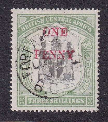 British Central Africa 1897 1d on 3s , used               (SG 53,CV £19 (R440)