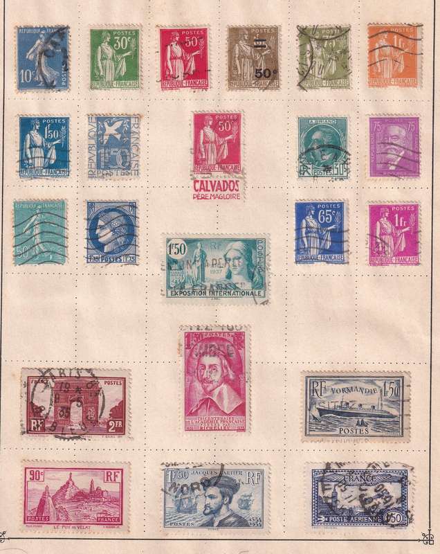 France and colonies on 14 pages , M/H and used       (note stamps adherence to pages)