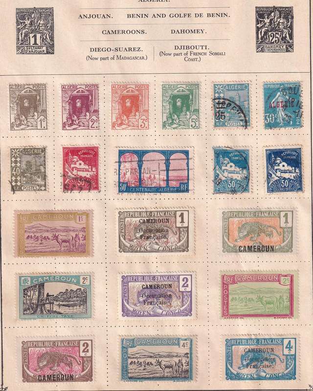 France and colonies on 14 pages , M/H and used       (note stamps adherence to pages)