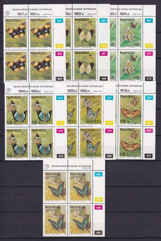 Namibia 1993 Butterfly control block set, MNH              (2 X scans, SACC 86-107, CV R350)