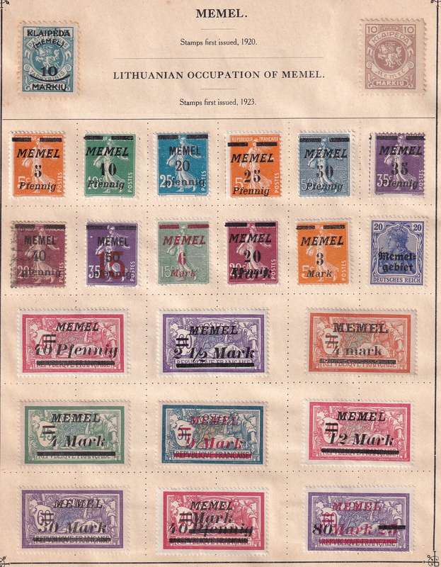 Germany 1920> Memel part sets, M/H  (note stamp adherence to page)