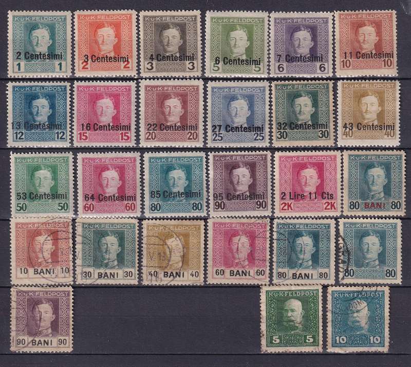 Austria Military Post Feldpost part sets, M/H & used           (2 x scans)