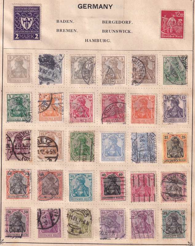Germany part set, M/H & used             (9 x scans, stamps adherence to pages)