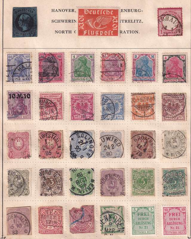 Germany part set, M/H & used             (9 x scans, stamps adherence to pages)