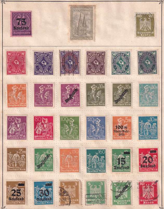 Germany part set, M/H & used             (9 x scans, stamps adherence to pages)